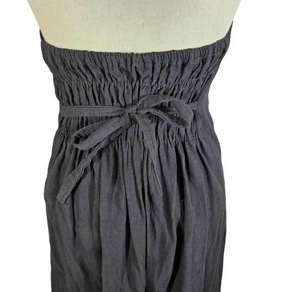 Gorgeous Floral Embroidered Black Halter Dress, Tie Neck, Elastic Back,XS/Small - Picture 8 of 10